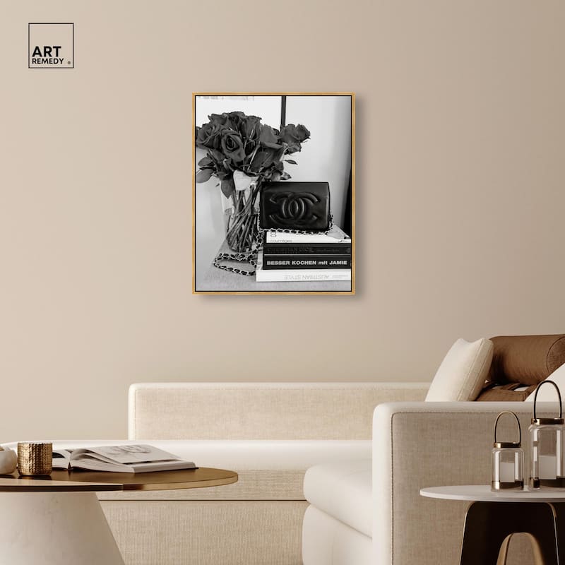Classic Bag and Roses Canvas by Art Remedy
