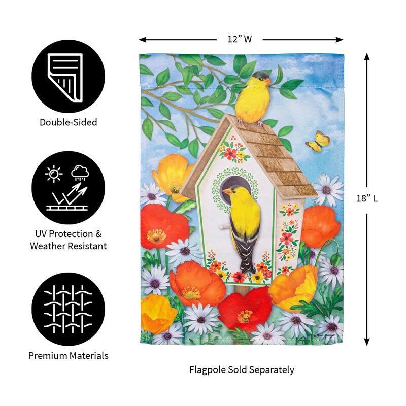Yellow Finches Suede Garden Flag