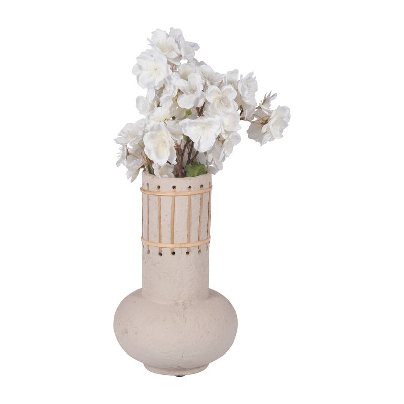 Sagebrook Home Ecomix Ivory Weave Nomad Vase, Round, Solid Color, Flower Arrangement Centerpiece