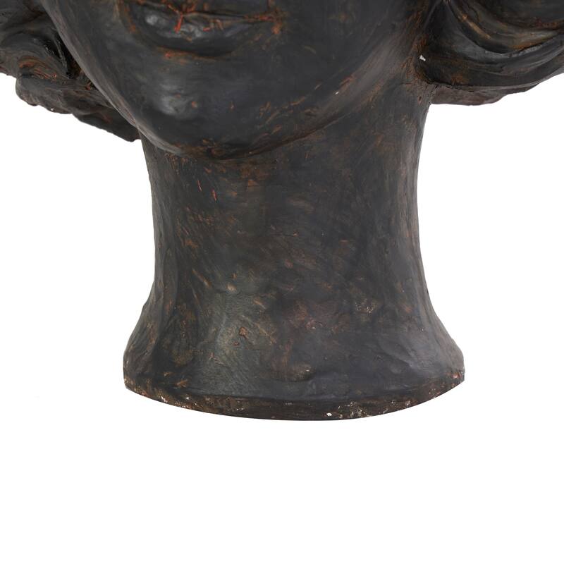 Bronze Resin Head Woman Indoor Outdoor Planter with Wide Opening and Butterfly Accents