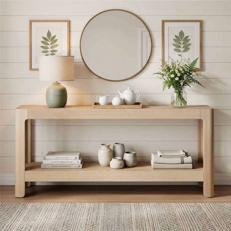 Modern Farmhouse Console Table with Rounded Corners & Adjustable Feet by Harper&Bright Designs