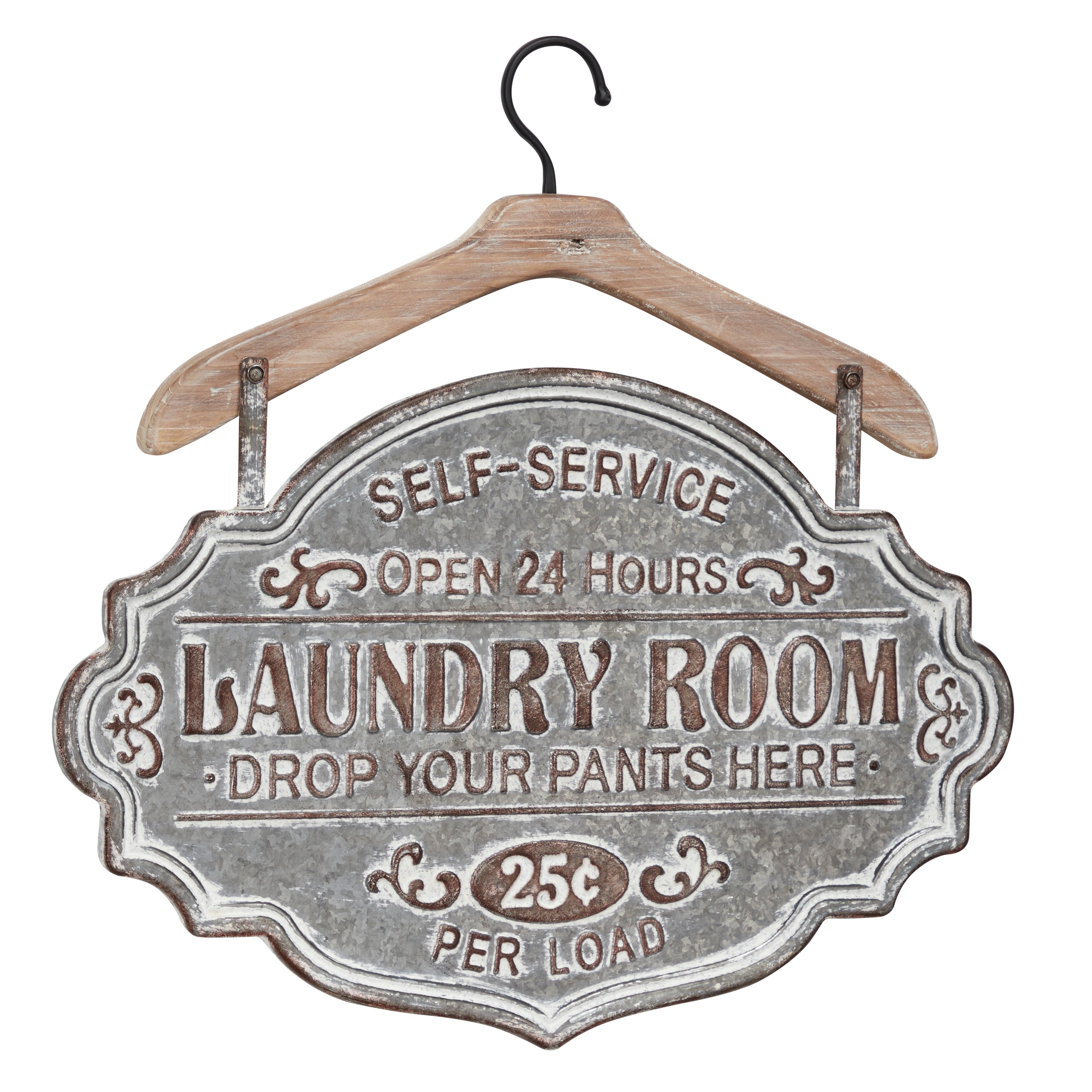 Farmhouse Style Whitewashed Wood And Silver Metal Wall Decor Laundry Room Sign 22 X 22 Overstock