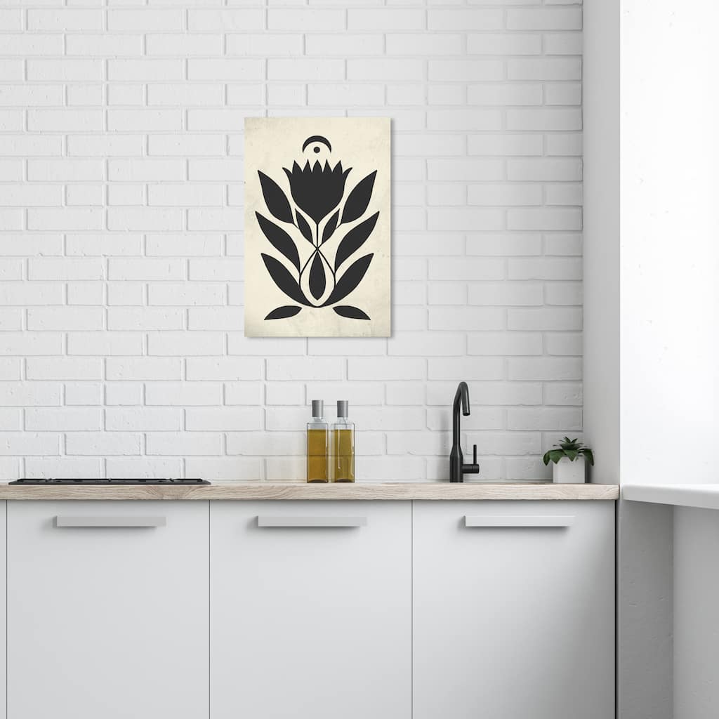 Wynwood Studio Canvas Floral and Botanical Lunar Floral Bloom Black and Pastel Black Modern & Contemporary Wall Art Canvas Print