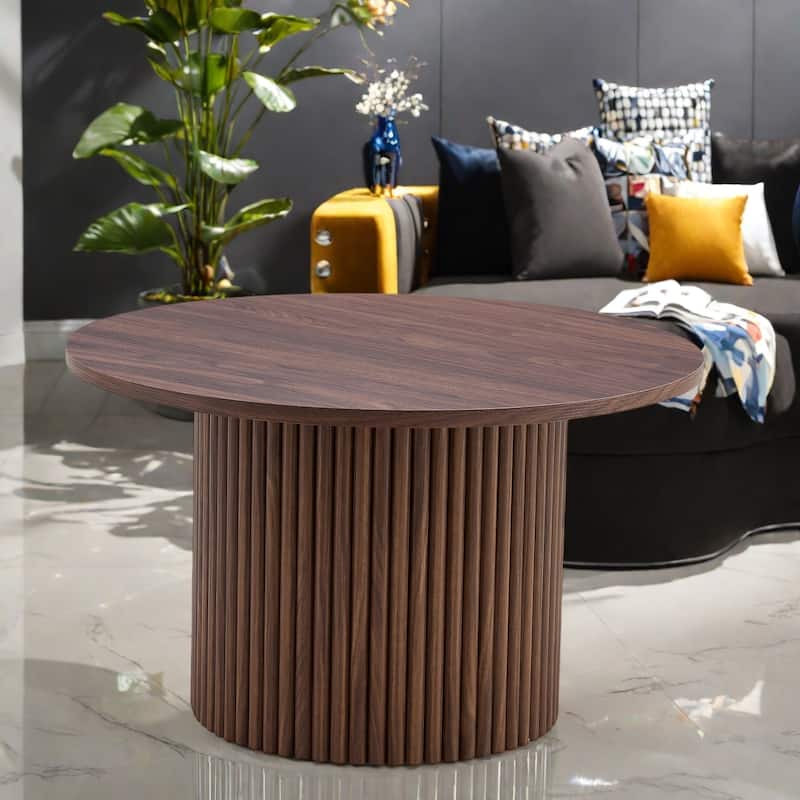 27.5" MDF Coffee Table with Roman Column Legs and Hidden Storage for Living Room