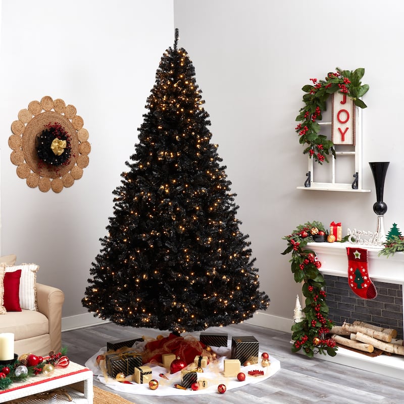 10ft Black Artificial Christmas Tree with Lights - Holiday Decor, Festive Display, Indoor Tree, Premium Quality - 120