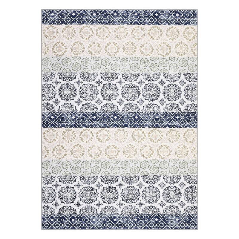 Vintage Floral Area Rug Boho Geometric Rugs for Living Room Bedroom Soft Throw Carpet