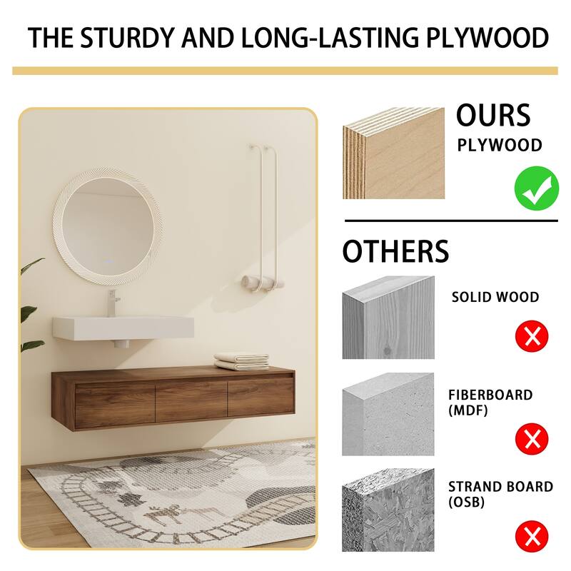 Malwee 30"/60" Floating Bathroom Vanity, Wall Mounted Bathroom Vanity with Single/Double Sink and Soft Close Drawers