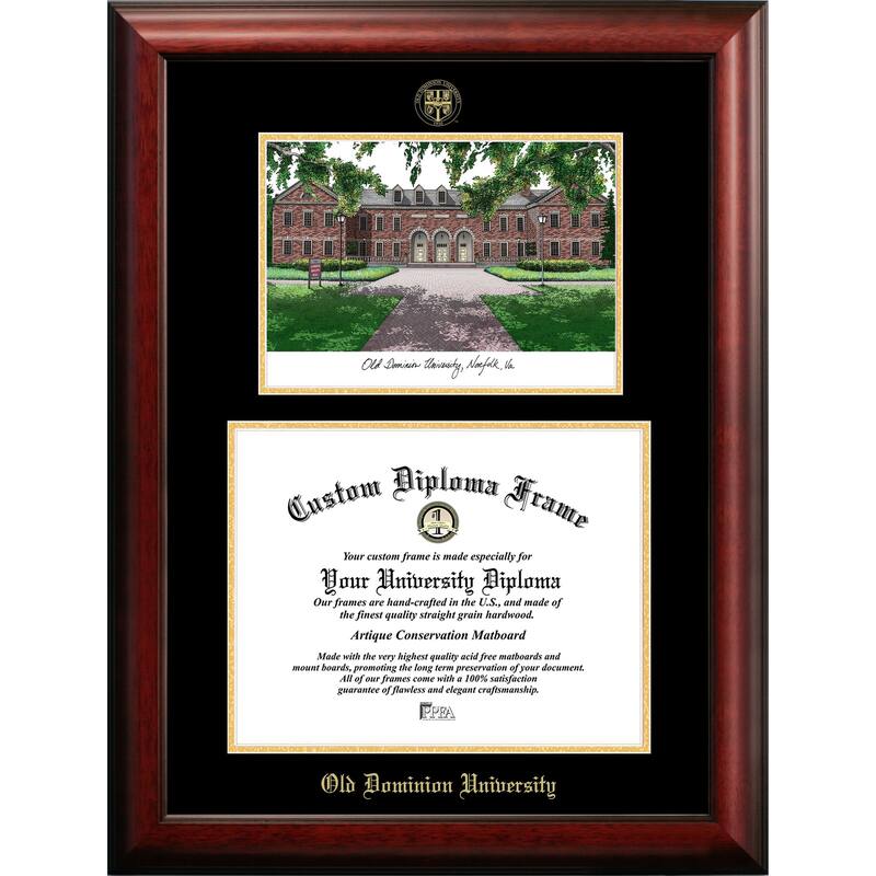 Old Dominion 14w x 11h Gold Embossed Diploma Frame with Campus Images Lithograph