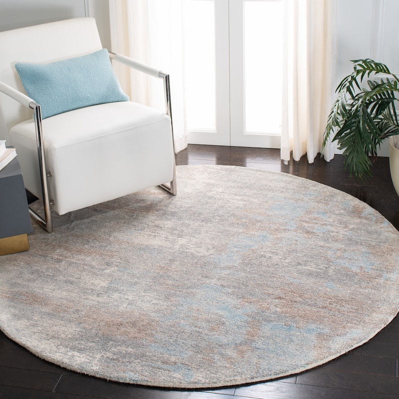 SAFAVIEH Handmade Restoration Vintage Katia Vintage Wool Rug - 6' Round - Grey/Blue