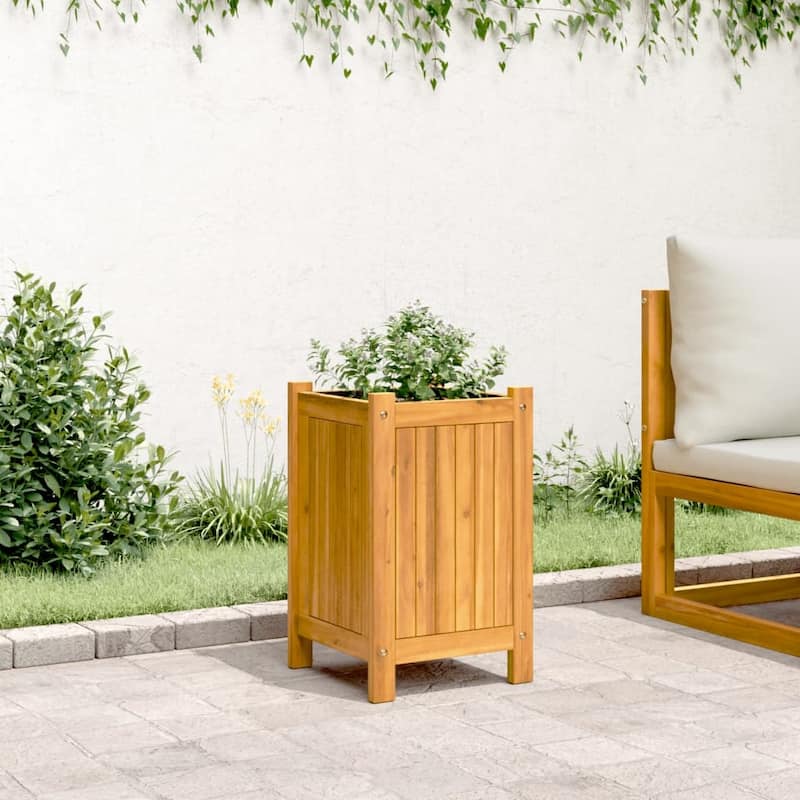 vidaXL Garden Planter with Liner Outdoor Flower Pot Box Solid Wood Acacia