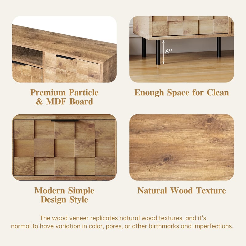 Wood TV Stand with Cabinets and Open Storage, Media Console Table, Entertainment Center with 2 Drawers