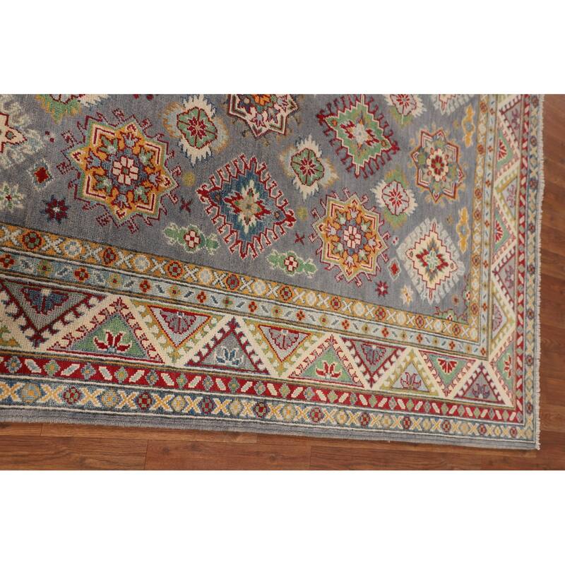 Traditional Grey Kazak Area Rug Handmade Wool Carpet - 5'1" x 6'11"