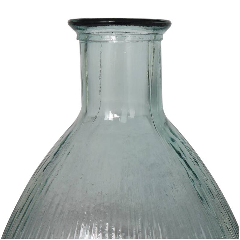 Clear Recycled Glass Handmade Ribbed Spanish Bottle Decorative Vase