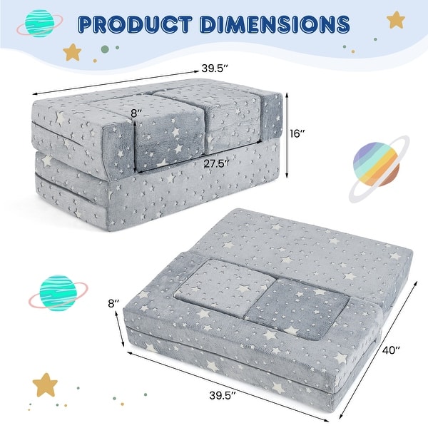 dimension image slide 0 of 3, Two Seater Kids Play Couch with Washable Flannel Cover