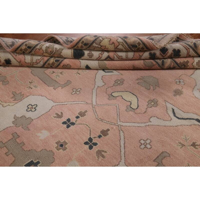 Pink Oushak Oriental Large Rug Hand-Knotted Wool Carpet - 10'0"x 13'10"