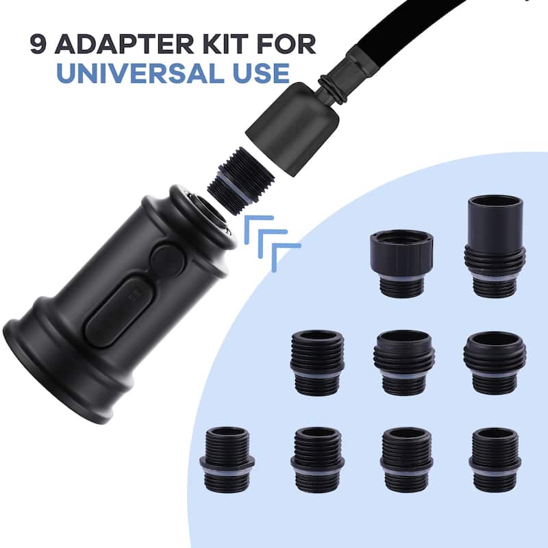 WOWOW Pull Down Kitchen Faucet Spray Head with 9 Adapters Kit