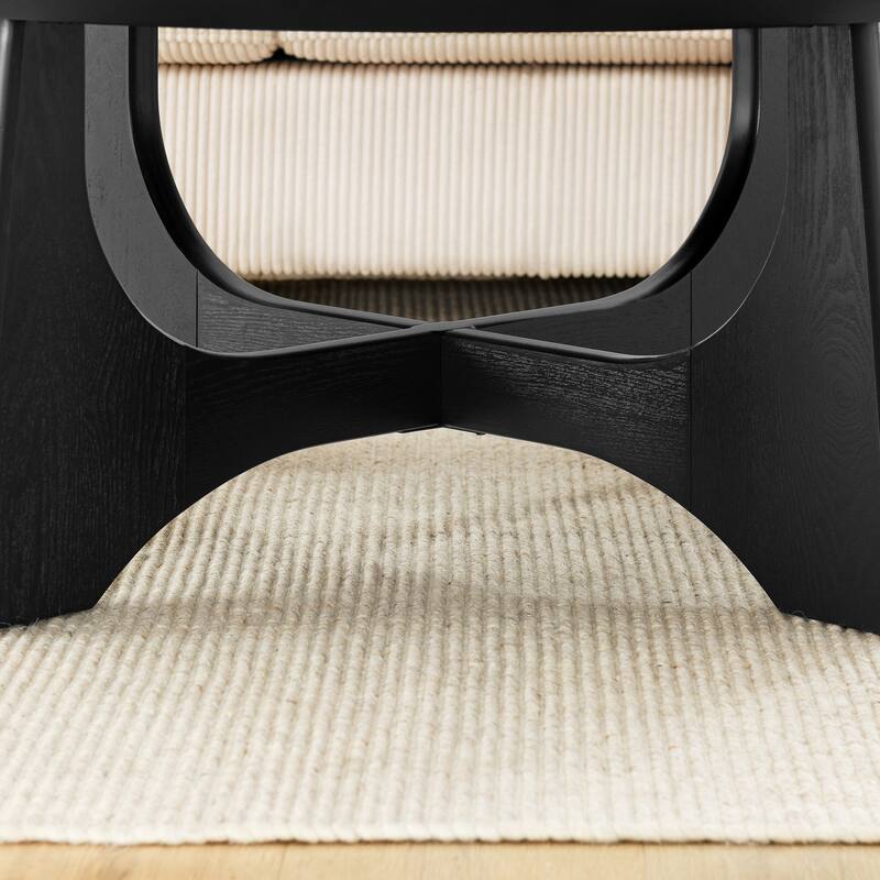 36'' Round Coffee Table Modern Wooden Coffee Tables With Cross Legs Home Furniture For Living Room Bedroom Reception Room