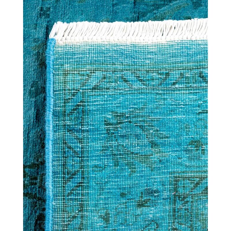 Fine Vibrance, One-of-a-Kind Hand-Knotted Runner Rug - Blue, 2' 6" x 10' 3" - 2' 6" x 10' 3"