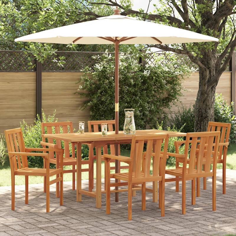 Adjustable Dining Table Set - Brown 6-seater Rectangular