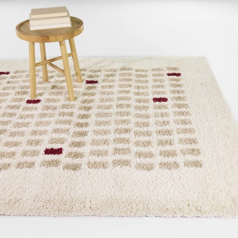 Thaddeus Geometric Shag Area Rug - Beige - 7'10" x 10'