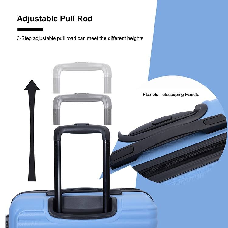 Durable 3-Piece ABS Luggage Set, Carry-On 20", Check-In 24" & 28" with Spinner Wheels