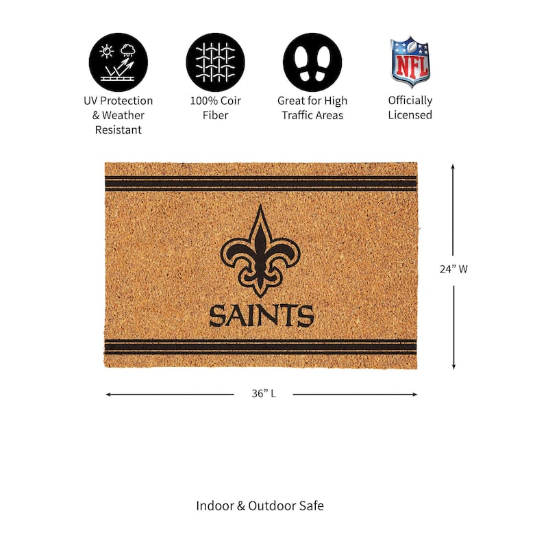 New Orleans Saints Monochrome Indoor/Outdoor Coir Door Mat