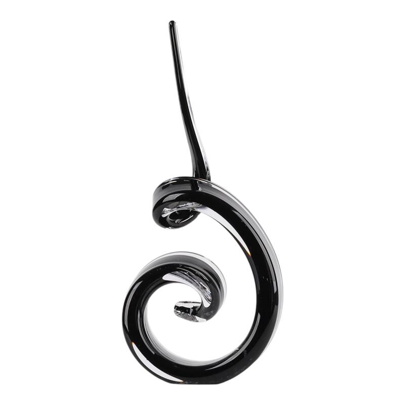 Glass Sculpture Stylish Abstract Swirl Decorative Accent - 16" Black - 7" x 5" x 15.5"