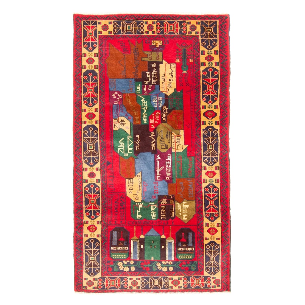 ECARPETGALLERY Hand-knotted Teimani Red Wool Rug - 3'4 x 6'1