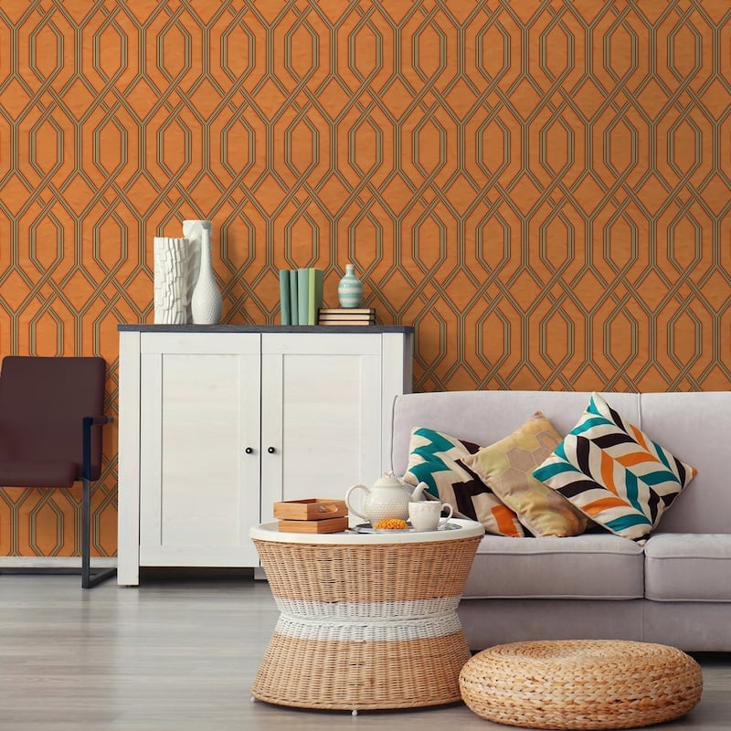 Modern Flocked Geometric Embossed Wallpaper