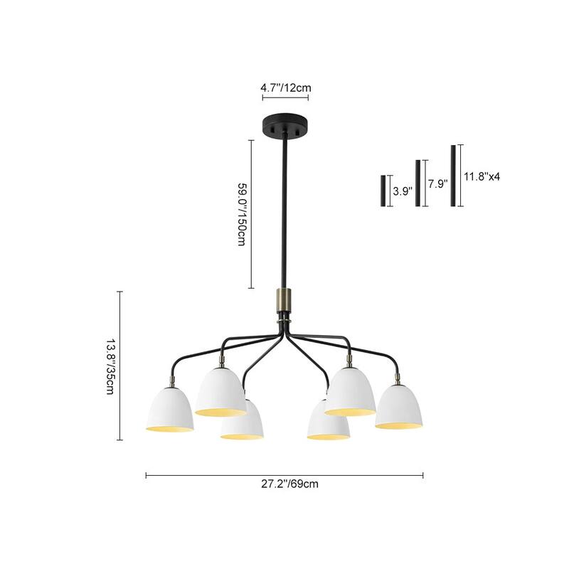 Modern Farmhouse 6-Light Curved Arm Metal Chandelier