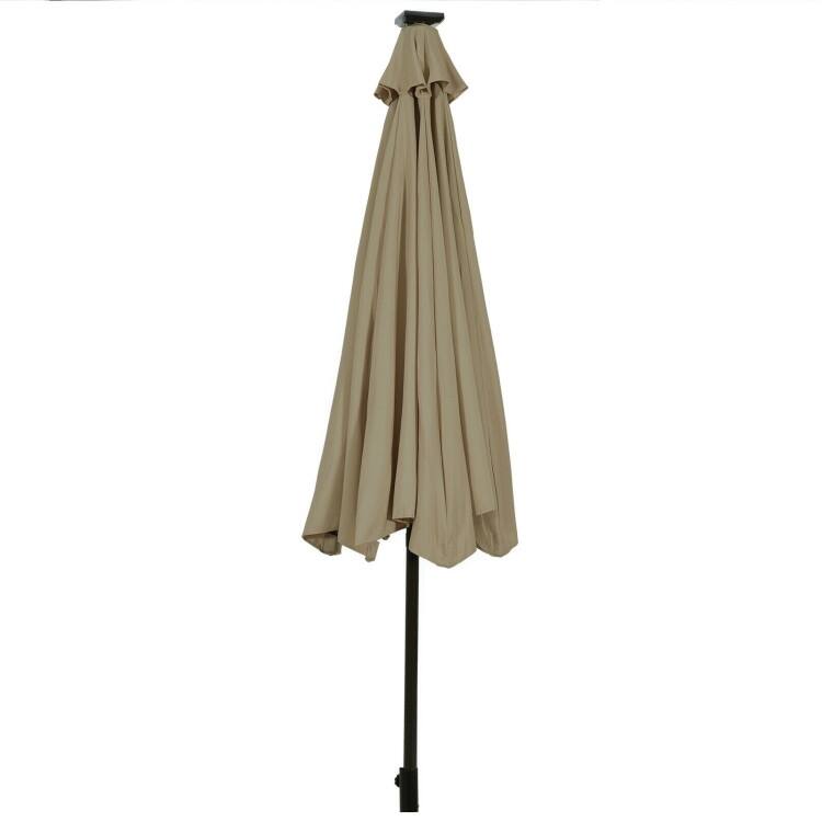 10' Solar LED Lighted Patio Market Umbrella Shade Tilt Adjustment Crank