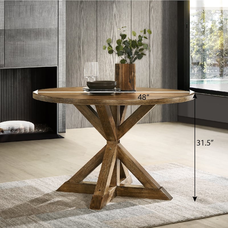 Modern 5-Piece Dining Set with Round Table & 4 Cross-Buck Chairs