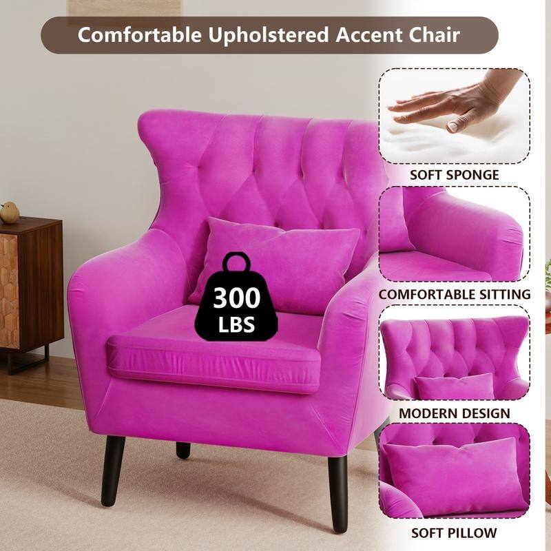 Tuft Velvet Living Room Thick Cushion Accent Chair