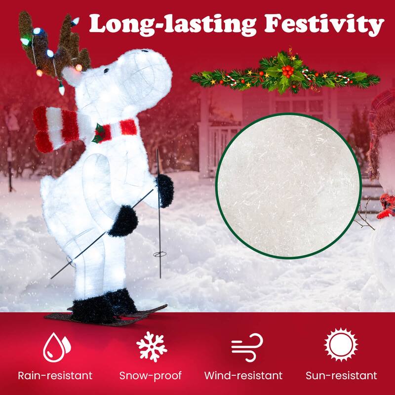 Costway 44” Animated Christmas Reindeer with 12 Colorful Lights & 98 - as pic shows - See Details