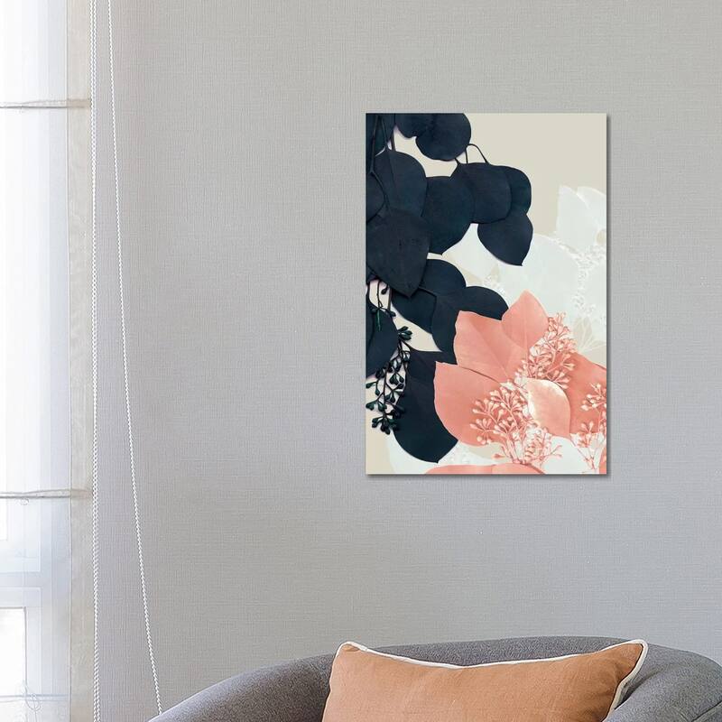 iCanvas "Indigo & Blush Leaves III" by Jennifer Goldberger Canvas Print - 26x18x1.5