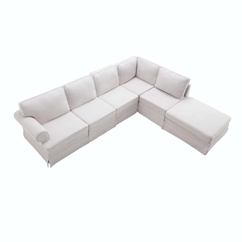 Comfortable Sectional Couch with removable Ottoman for Living Room