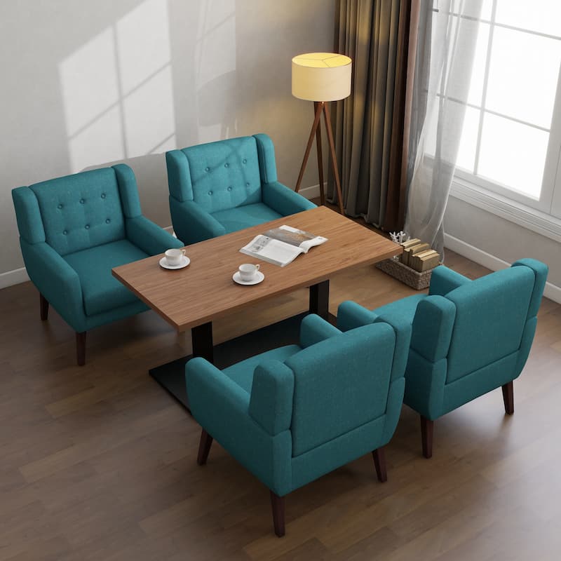 Set of 4 Accent Chairs Cotton Armchair for Living Room