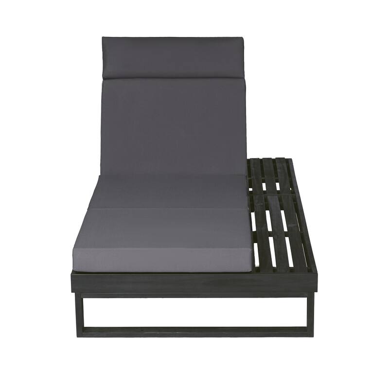 Christopher Knight Home - Modern Outdoor Acacia Wood Chaise Lounge with 4-Position Adjustable Backrest & 4-Fold Cushion