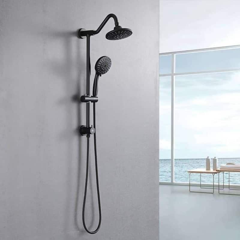 Wall Mounted Shower Faucet With Handheld Shower 6 Inch Rain Shower Head Combo Set Shower System With Slide Bar, NO VALVE