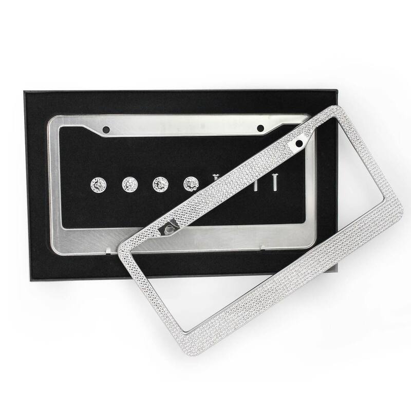 Sparkles Home Rhinestone Double License Plate Frame Set