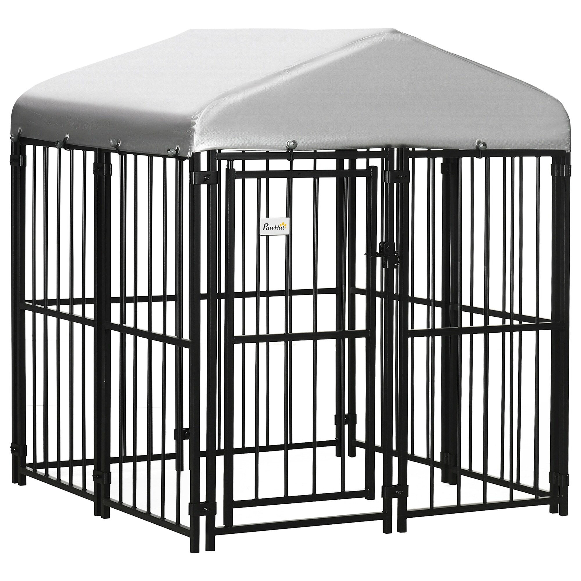 PawHut Dog Kennel, Outdoor Dog Playpen Run with Waterproof, UV Resistant Canopy, Heavy-Duty Chain Link for Small and Medium Dogs