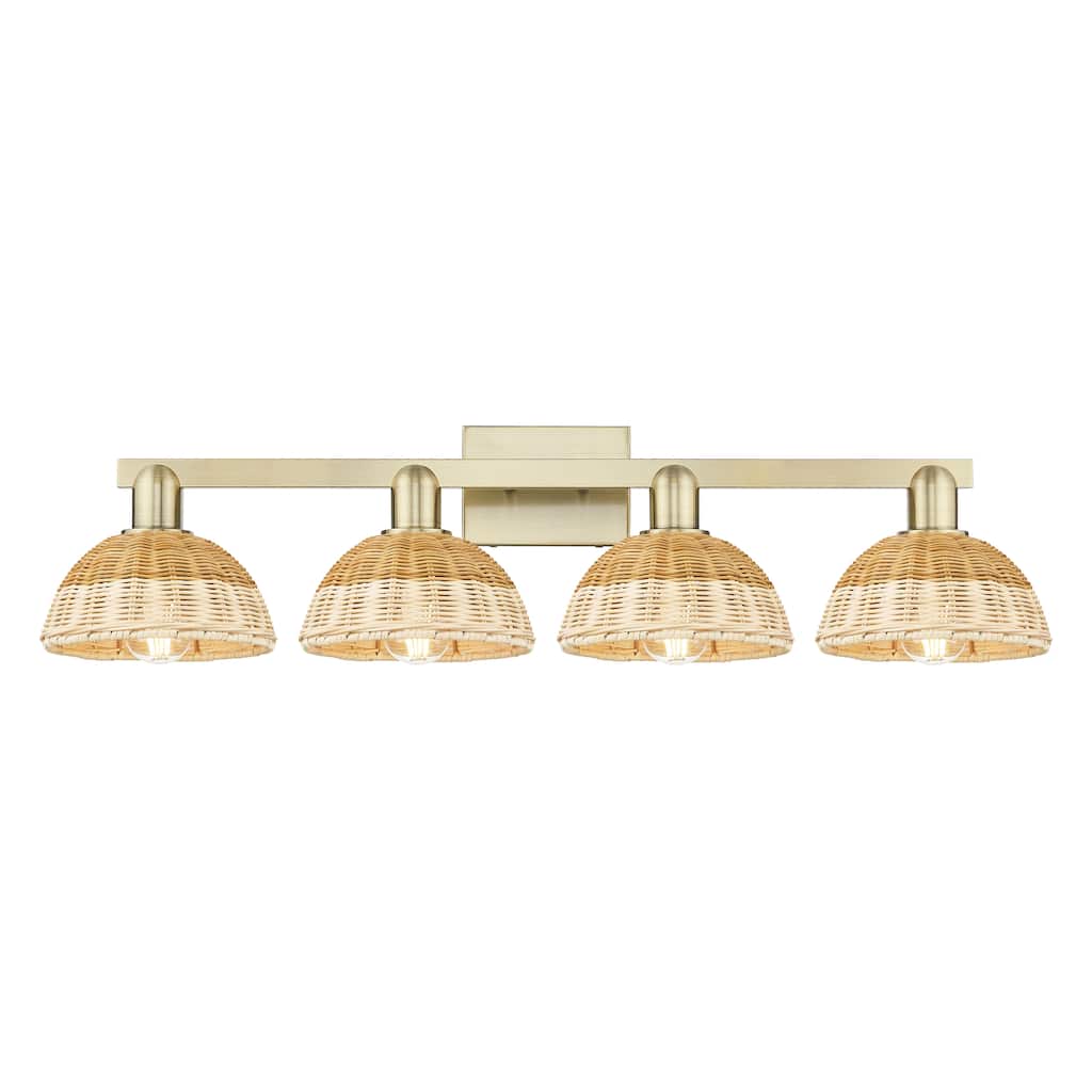 Innovations Lighting Downtown Urban - Natural Ballston Dome - 4 Light 36" Bath Vanity Light with Basketweave Shade
