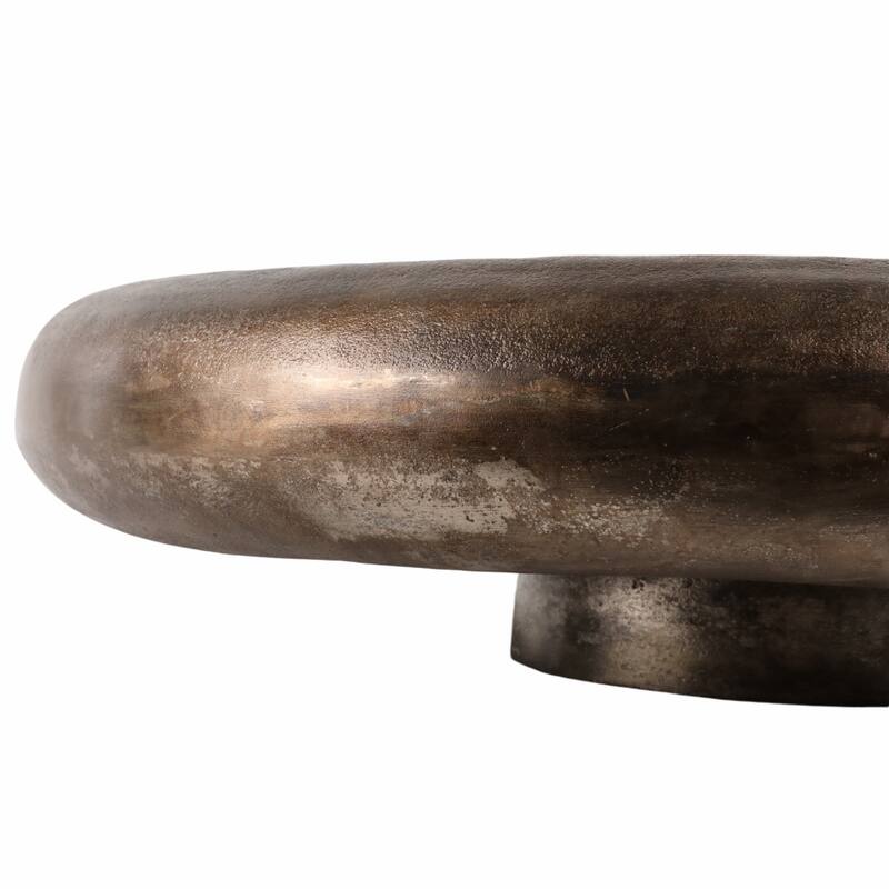 Decorative Round Shallow Bowl for Home Decor - 25", Bronze and Copper