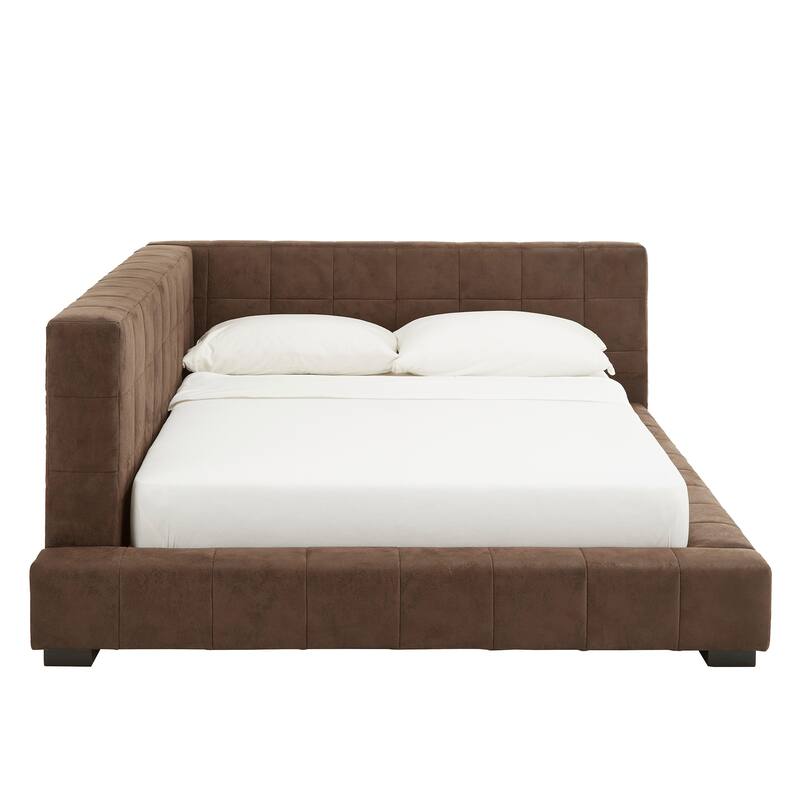 Basingstoke Brown Fabric Full Size Lounger by iNSPIRE Q Modern