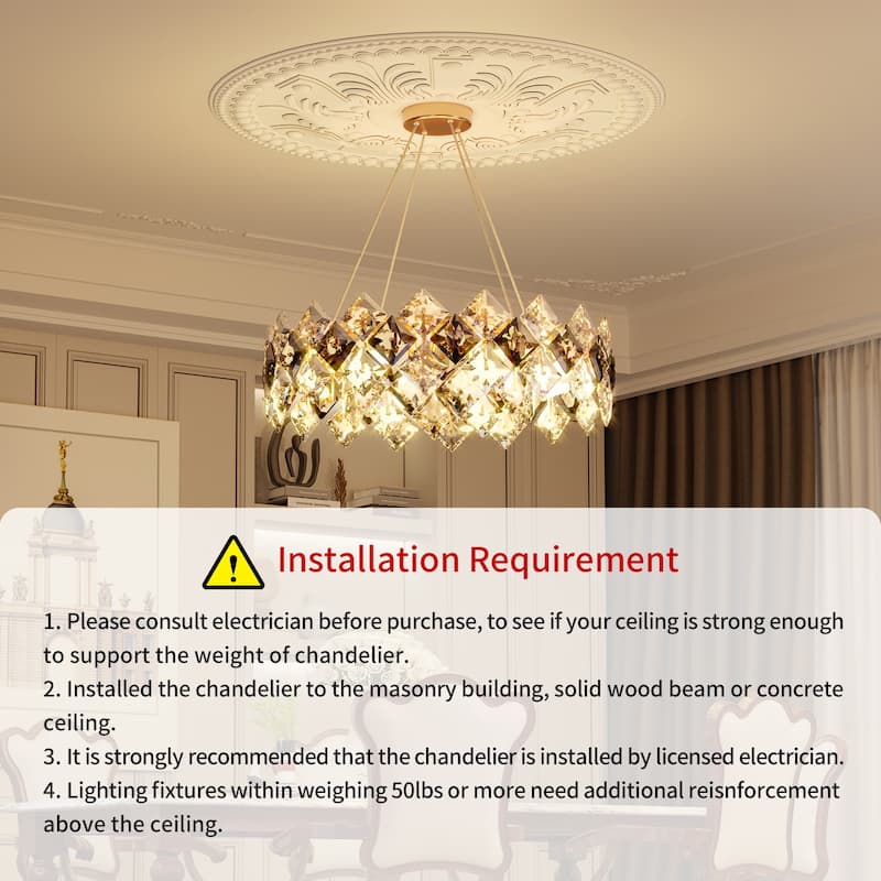 60cm/80cm Large Size Three Clolor Crystal Chandelier Elegant Ceiling Light for Home, Cafe Bar, Hotel
