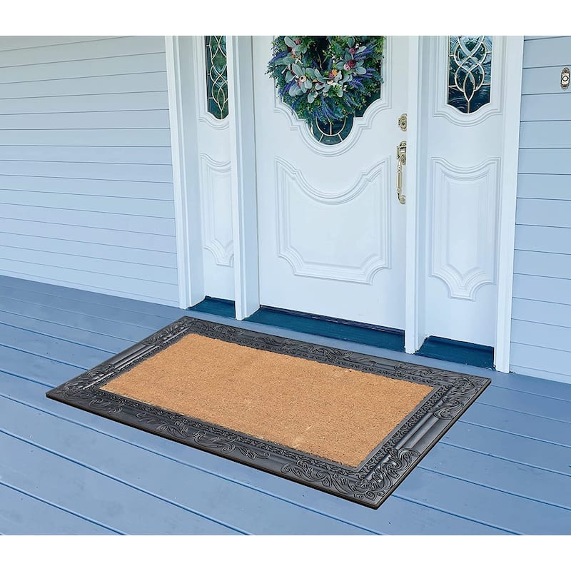 A1HC Natural Coir and Rubber Door Mat, Thick Durable Doormats for Indoor/Outdoor Entrance, Front Door Entry Doormat