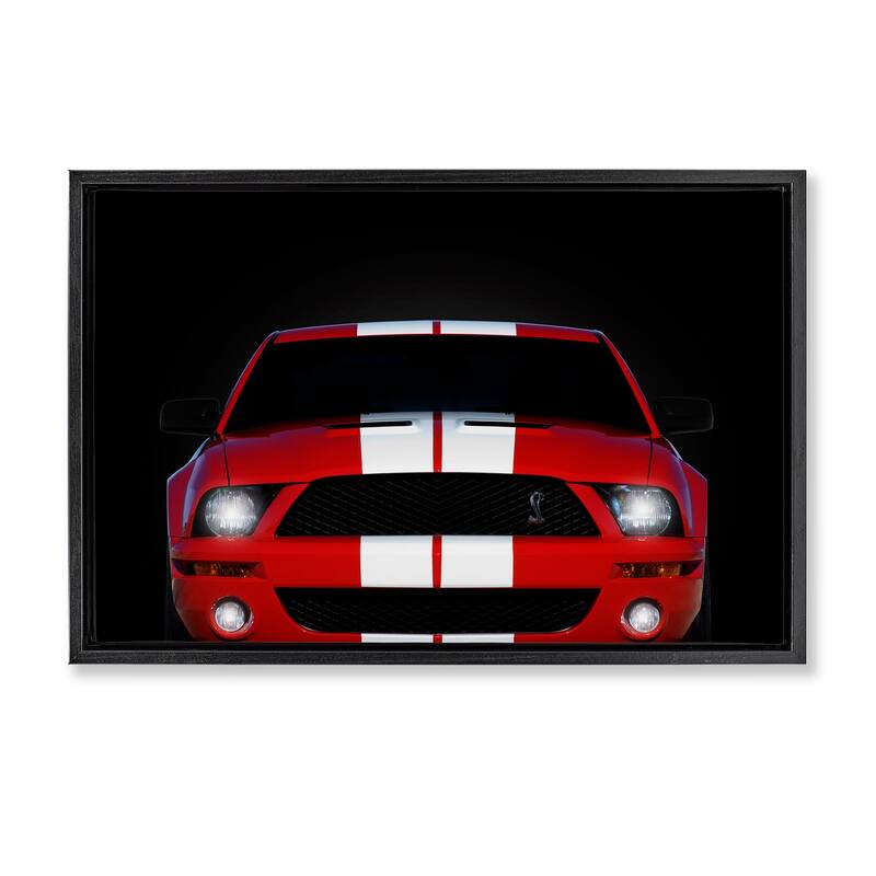 Stupell Iconic Red Sports Car Framed Floater Canvas Wall Art Design By Mark Rogan - 31 x 21 - Black