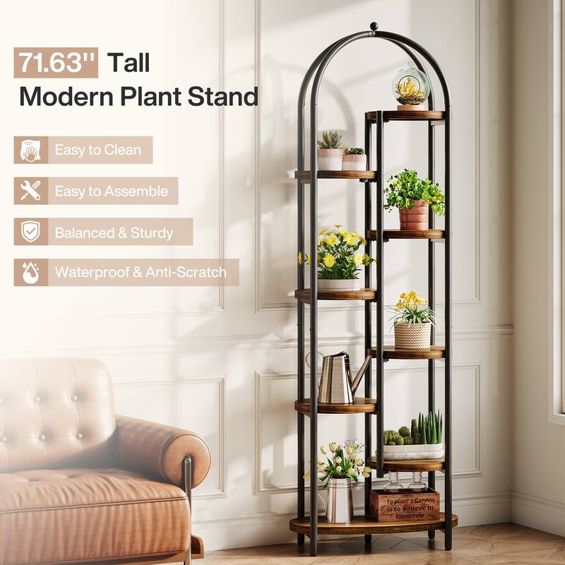 8-Tier Industrial Plant Stands with Metal Frame for Indoor Outdoor
