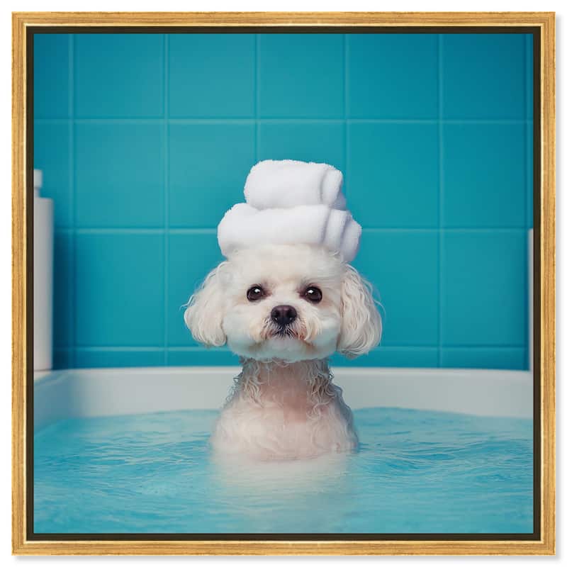 Fluff in the Tub Canvas by Art Remedy - 30" x 30" - Gold