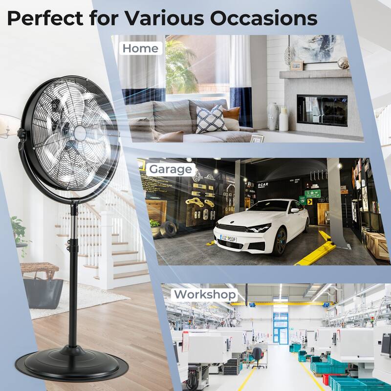 Gymax 20'' High Velocity Pedestal Fan w/3 Speeds 360 Degree Tilt &